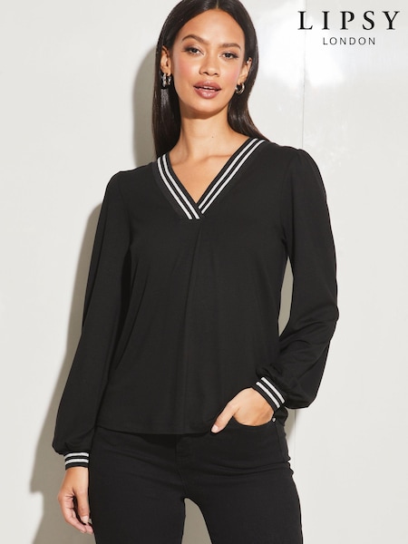 Lipsy V Neck Trim Long Sleeve Top (K30212) | €10
