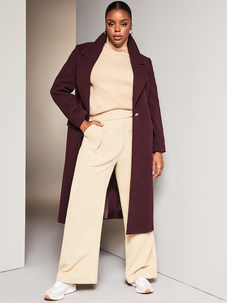 Lipsy Berry Red Curve Single Button Long Tailored Coat (K30739) | €67