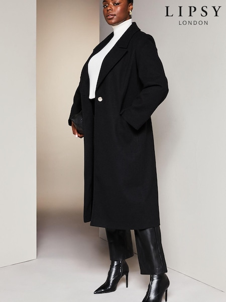 Lipsy Black Curve Single Button Long Tailored Coat (K30740) | €72