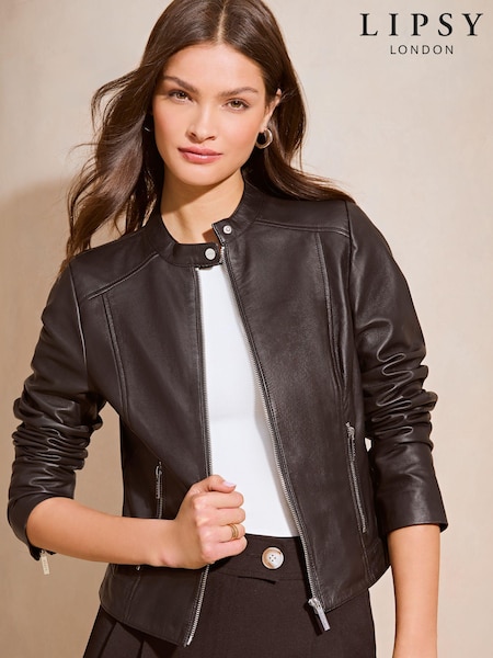 Lipsy Collarless Leather Jacket (K30897) | 224 €