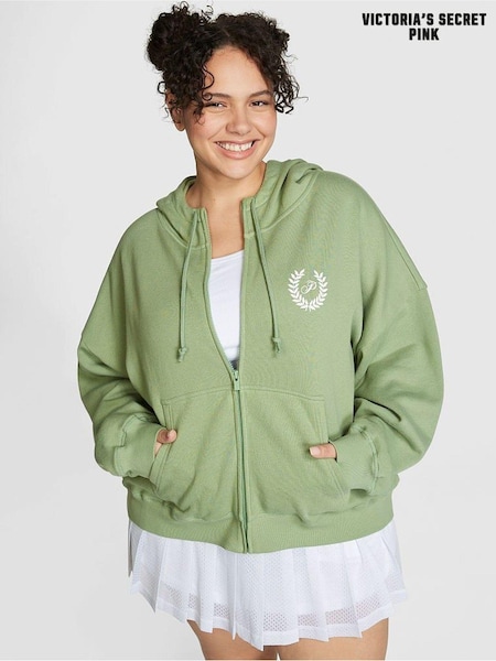 Victoria's Secret PINK Wild Grass Green Fleece Full Zip Hoodie (K30926) | €27