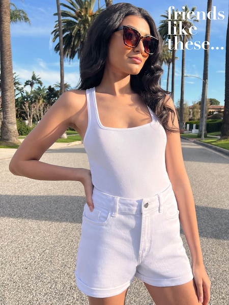 Weiß - Friends Like These Summer Denim Boyfriend-Shorts (K31912) | 20 €