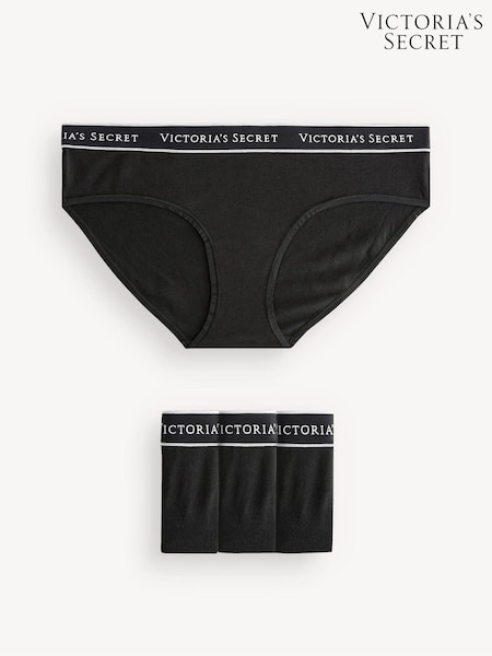 Victoria's Secret Black Hipster Logo 4 Pack Knickers (K32188) | €22.50