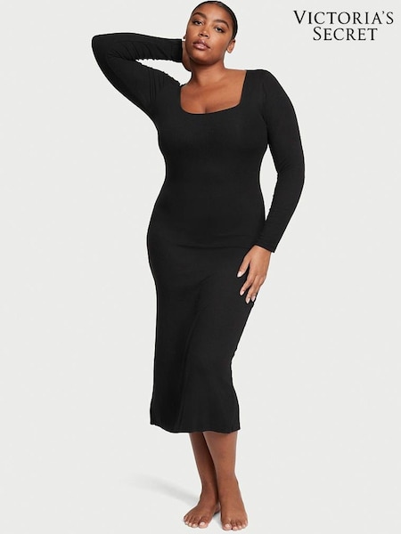 Victoria's Secret Black Ribbed Modal Long Slip Dress (K32481) | €52