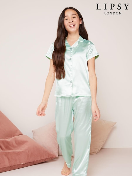 Lipsy Green Long Leg Satin Pyjamas (K34128) | €15.50 - €22.50