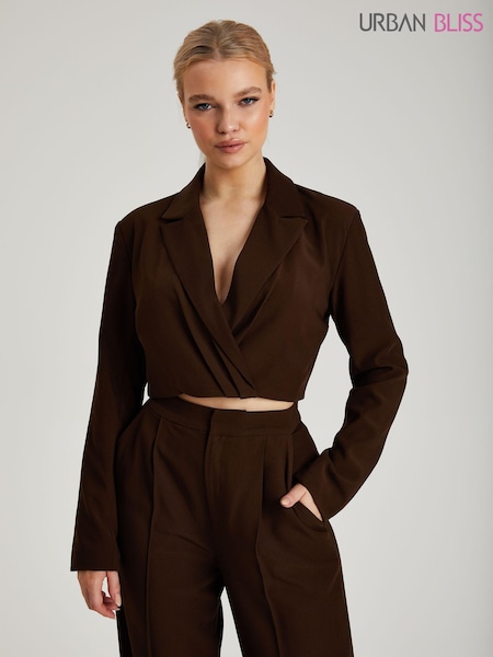 Urban Bliss Brown Cropped Gathered Blazer (K34194) | €22