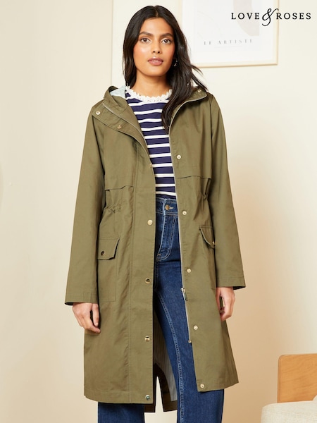 Verde kaki - Love & Roses Rezistent la duș parka impermeabil (K34885) | 268 LEI