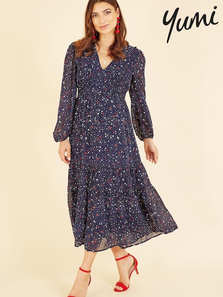 Yumi Star Print Long Sleeve Midi Dress (K35967) | €18