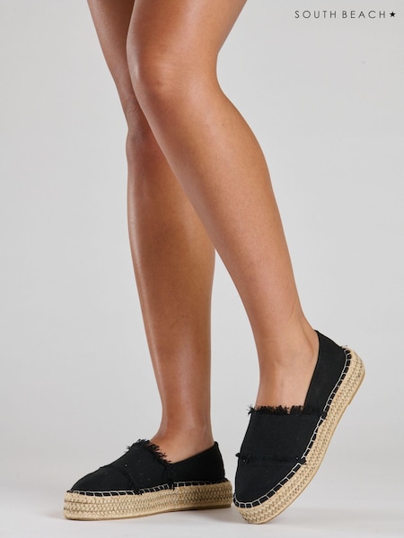 črna - South Beach Frayed Espadrille (K36874) | € 15