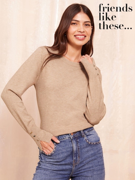 Friends Like These Camel Long Sleeve Crew Neck Jumper (K37173) | AZN 65