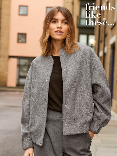 Friends Like These Grey Boucle Bomber Jacket (K37234) | €33