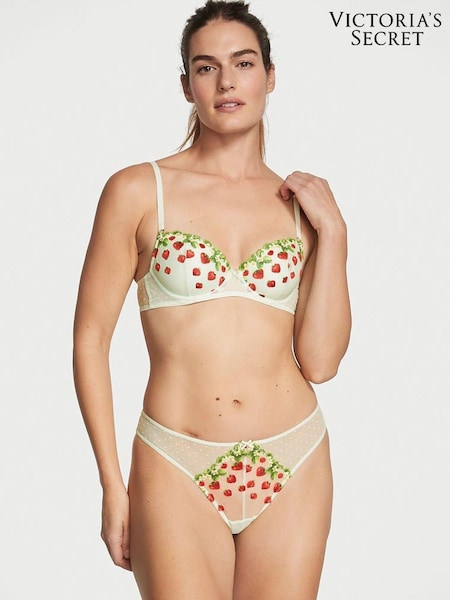 Victoria's Secret Green Strawberry Dolce Thong Strawberry Embroidered Knickers (K37935) | €11.50