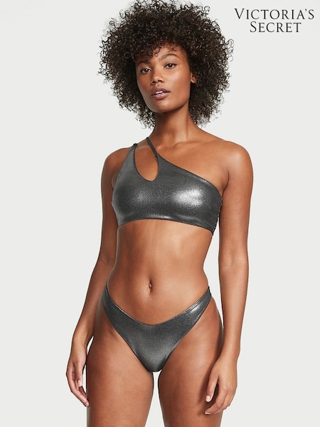 Victoria's Secret Silver Foil Rib Cut Out One Shoulder Swim Bikini Top (K37940) | €23