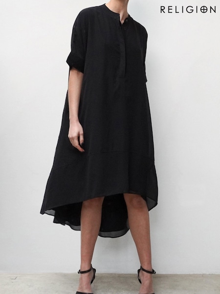 Religion Black High Low Shirt Dress (K39357) | €65
