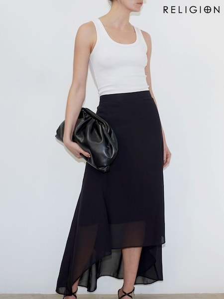 Religion Black High Low Midi Skirt Abstract Animal Prints (K39358) | €27