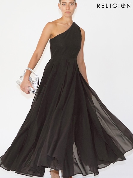 Черный - Religion One Shoulder Maxi Dress With Full Skirt (K39360) | €65