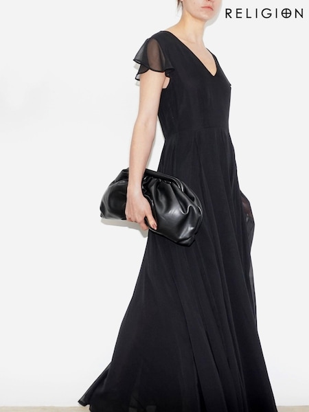 Religion Axis Capped Sleeve Maxi Dress With Full Skirt (K39372) | €52
