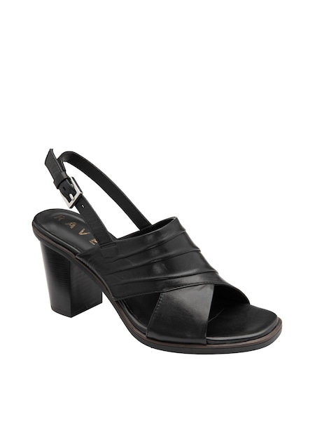 Ravel Black Leather Block Heel Sandal With Buckle Fastening (K39394) | €48