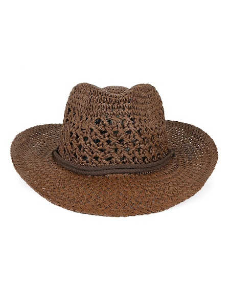 South Beach Brown Straw Summer Hat With Tie Cord Detail (K39579) | €12.50