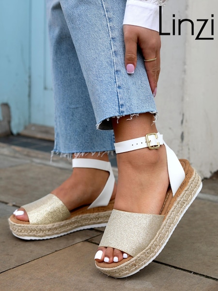 Linzi Gold Glitter Natini Two Part Espadrille Inspired Platform Wedge (K39809) | €18.50