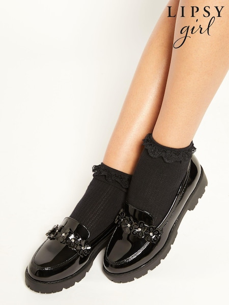 Lipsy Flower Slip On Loafer School Shoe (K39960) | 168 LEI - 191 LEI