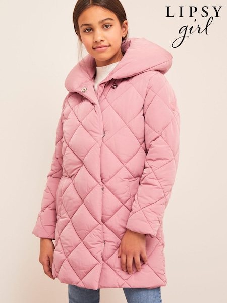 Lipsy Rose Pink Shower Resistant Wrap Duvet Coat (K40158) | €7