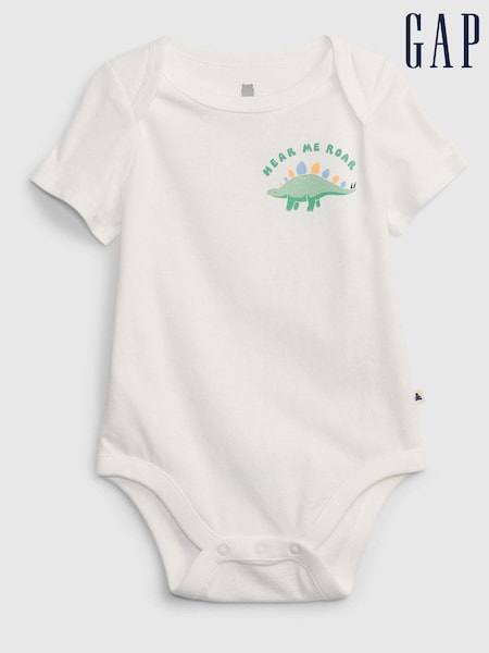 Gap White Graphic Short Sleeve Baby Bodysuit (K41077) | €3.50