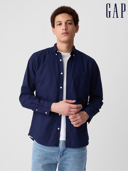 Gap Navy Blue Stretch Button-Up Slim Fit Shirt (K41164) | €46