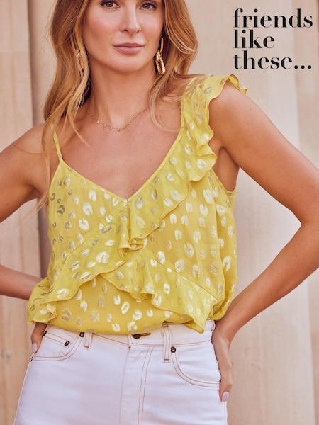 Friends Like These Yellow Ruffle Strappy Cami Top (K41671) | €20