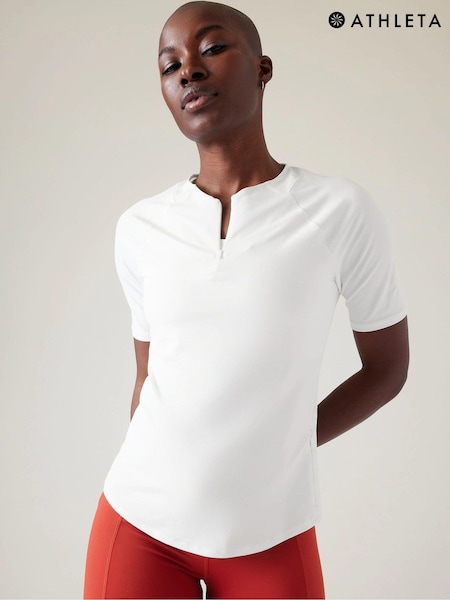 Athleta White Sunchaser 3/4 Sleeve T-Shirt (K41825) | €16