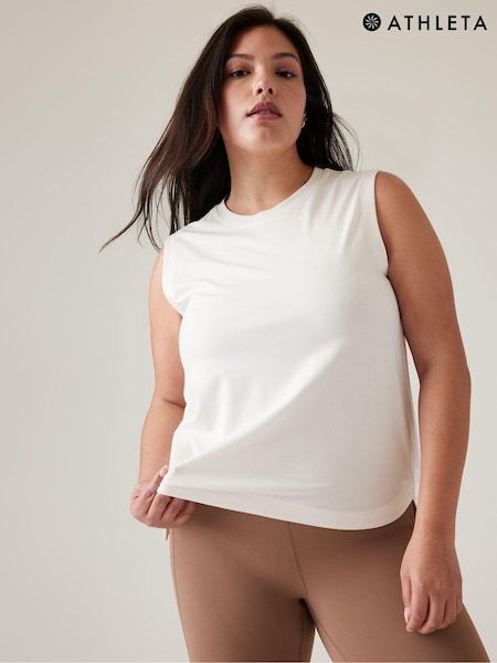 Athleta Cream Crew Neck Effortless Supima Cotton Tank Top (K41848) | €11