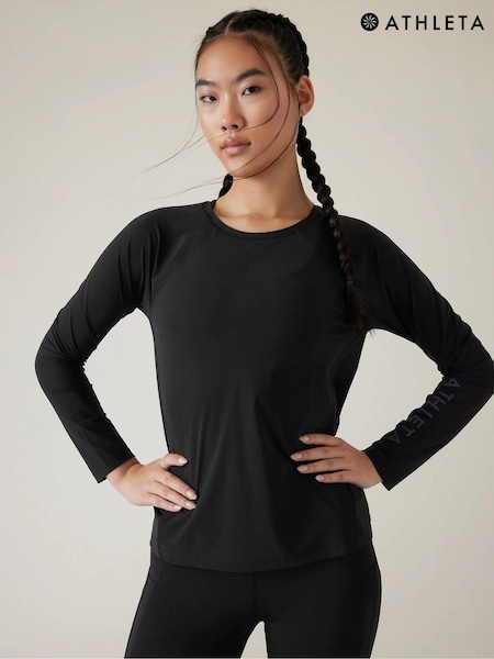 Athleta Black Long Sleeve Crew Neck Train T-Shirt (K41926) | €27