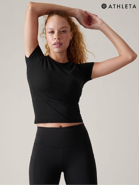 Athleta Black Short Sleeve Crew Neck Seamless T-Shirt (K41929) | €66