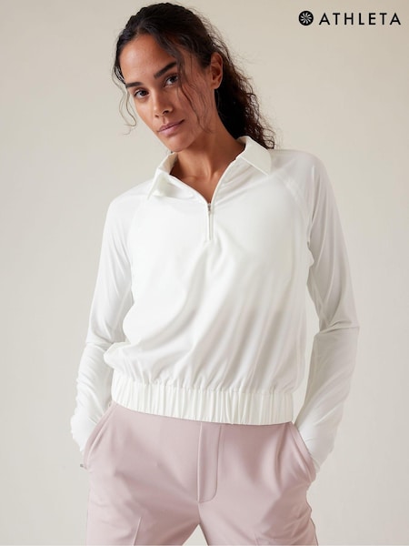 Athleta White Long Sleeve Polo Shirt (K41936) | €31