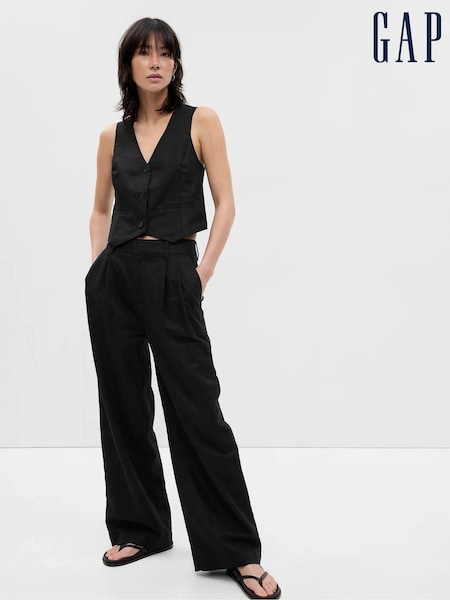 Gap Black Linen Blend Pleated Trousers (K42188) | €8