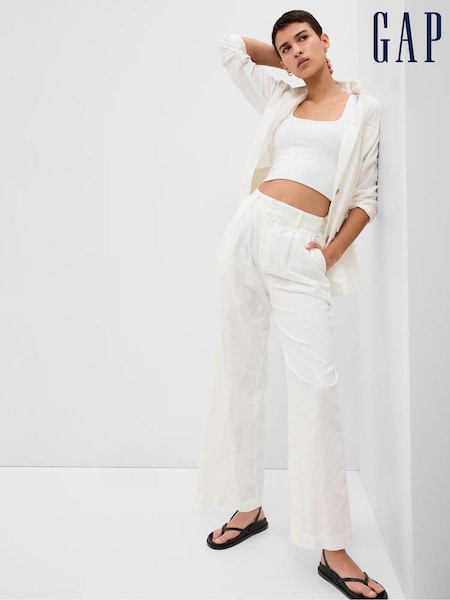 Gap White Linen Blend Pleated Trousers (K42189) | €10.50