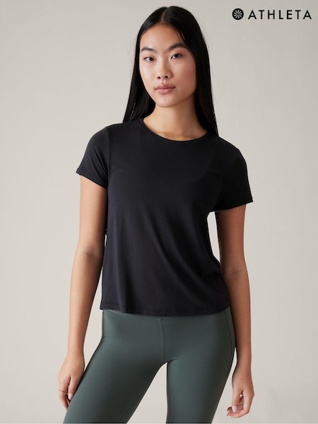 Athleta Black Short Sleeve Crew Neck Air Out T-Shirt (K42465) | €20.50