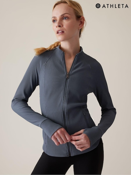Athleta Blue Ribbed Zip Through Sweatshirt (K42490) | €30