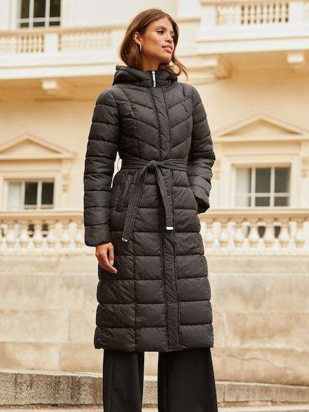 Lipsy Black Petite Slim Longline Duvet Hooded Padded Coat (K42806) | €74