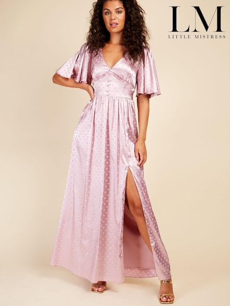 Little Mistress Pink Spot Button Detail Maxi Dress (K43710) | €40