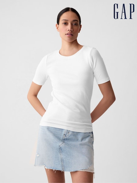 Gap White Short Sleeve Modern Cotton-Modal Crew Neck T-Shirt (K43880) | €29