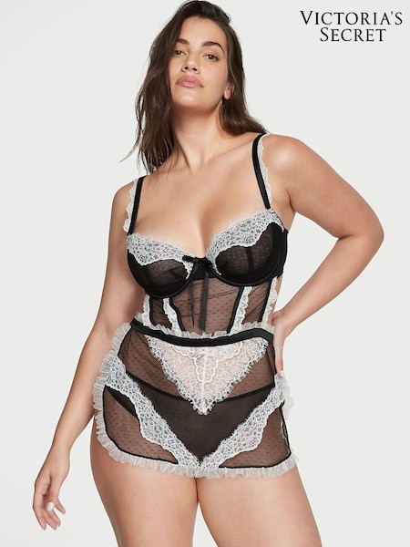 Victoria's Secret Black and White Lace Bodysuit (K44006) | €48