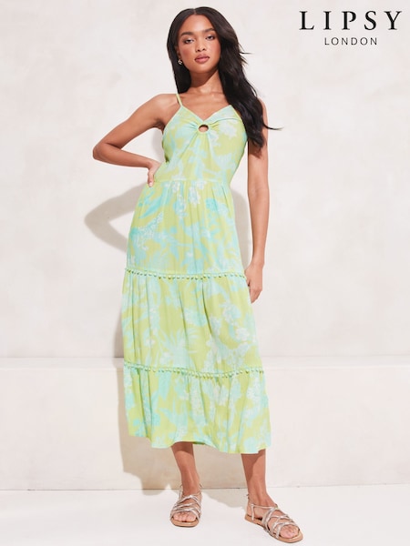 Lipsy Ring Detail Strappy Tiered Maxi Dress (K44143) | €9