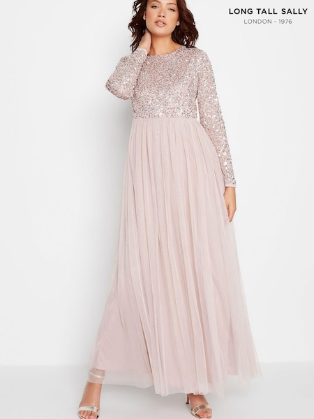 Long Tall Sally Nude Long Sleeve Beaded Maxi Dress (K44425) | €55