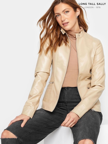 Long Tall Sally Nude Faux Leather Funnel Neck Jacket (K44438) | €31