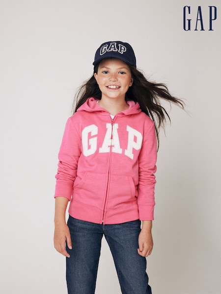 Gap Pink Logo Zip Through Hoodie (4-13yrs) (K45030) | €29