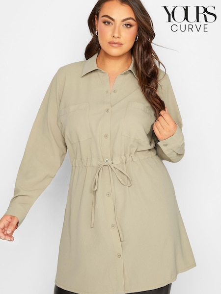 Neutrale Farbe - Yours Curve Formal Long Sleeve Crinkle Utility Tunic (K45264) | 19 €