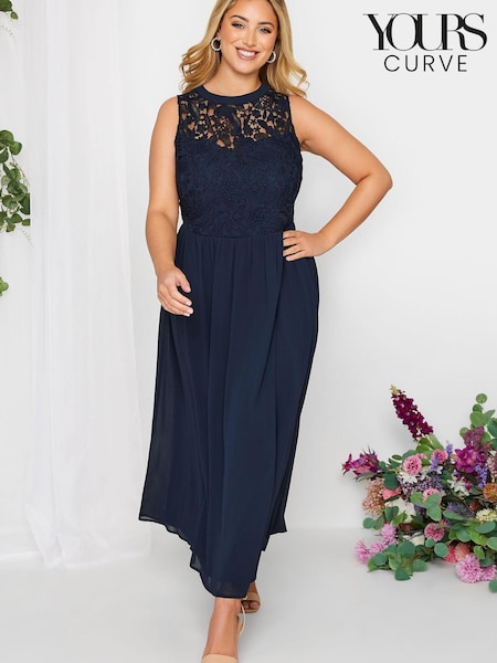 Синий - Yours Curve London Occasion Lace Maxi Dress (K45286) | €47