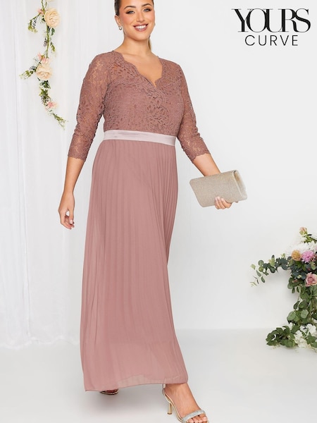 Pink - Yours Curve London Lace Wrap Pleat Maxi Dress (K45293) | 26 €