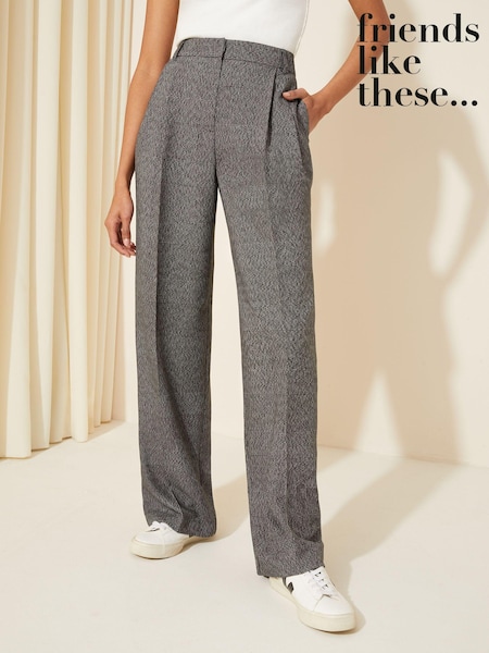 Friends Like These Grey Salt  Pepper Premium Wide Leg Smart Trousers (K45393) | €22.50